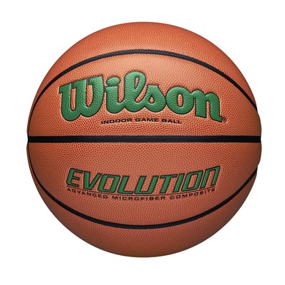 Wilson Evolution Indoor Game Basketball Size 7 Green Brown NFHS Approved