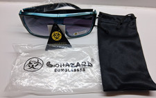 Biohazard Unisex Sunglasses Flat Top Boarder Fashion Blue Clear 100 UV 400 New