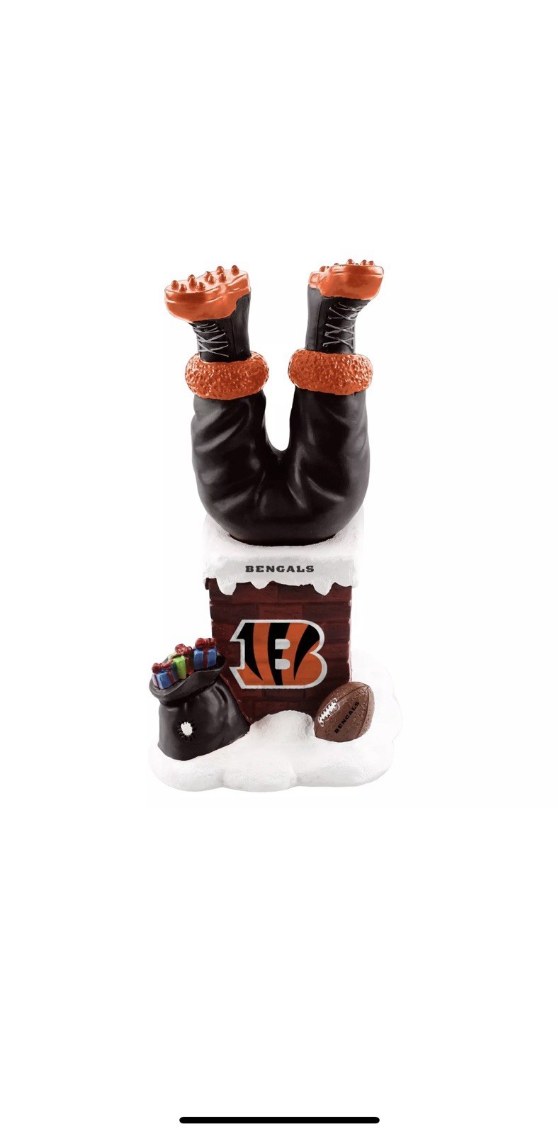 Cincinnati Bengals Santa Claus Bobblehead with Chimney Legs NFL Football Fan Gift