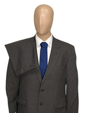 Jos A Bank Mens Brown Plaid 100 Wool 2 pc Suit 42R Jacket 35x31 Pant Business