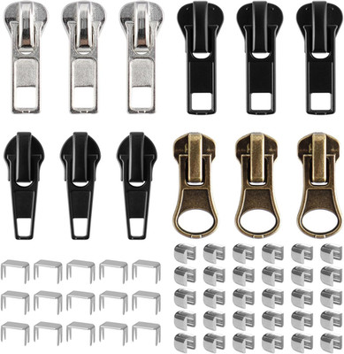 Zipper Repair Kit, Zipper Pull Replacement, #5 Metal Sliders, Bottom and Top Sto