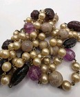 Retro Vintage 28 Inches Wrap Necklace Ivory, Lavender, Tan And Purple Beads — photo 4