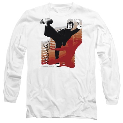 Bruce Lee Kick It Langarmshirt S-2XL, weiß