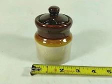 Vintage Small Crock Jar Sugar Bowl? With Lid Made In Taiwan 