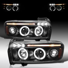 Fit 1994-2001 Dodge Ram 1500 2500 3500 Black Led Halo Projector Headlights Lamps