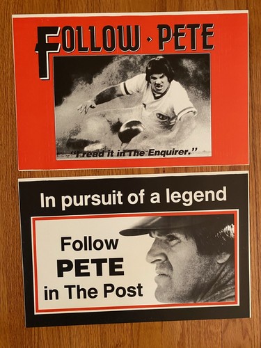 (2) 1985 PETE ROSE Newspaper Rack Signs Cincinnati Post Cincinnati Enquirer Red