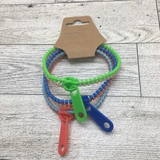 3 PC Fashion Bracelets Zipper Plastic 7.5" Assorted Colors New Free Ship 3202