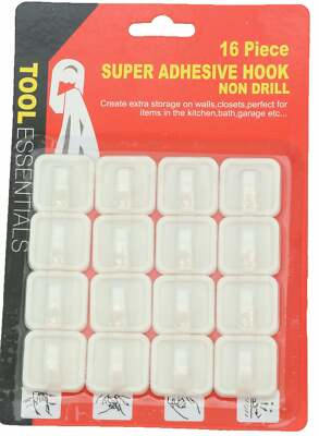 #ad #ad 16pc Plastic Hooks with Self Adhesive No Tools Required $6.95