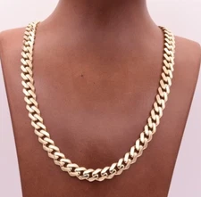 9mm Mens Miami Cuban Royal Link Chain Necklace Box Clasp Real 10K Yellow Gold