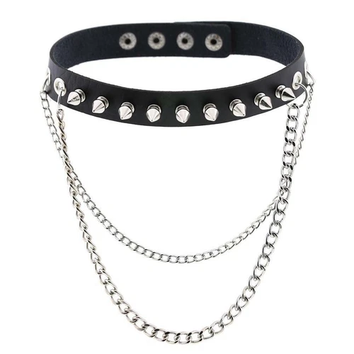 Women Pu Leather Choker Necklace O Ring Neck Collar Chain Gothic Punk Studded - Picture 42 of 49