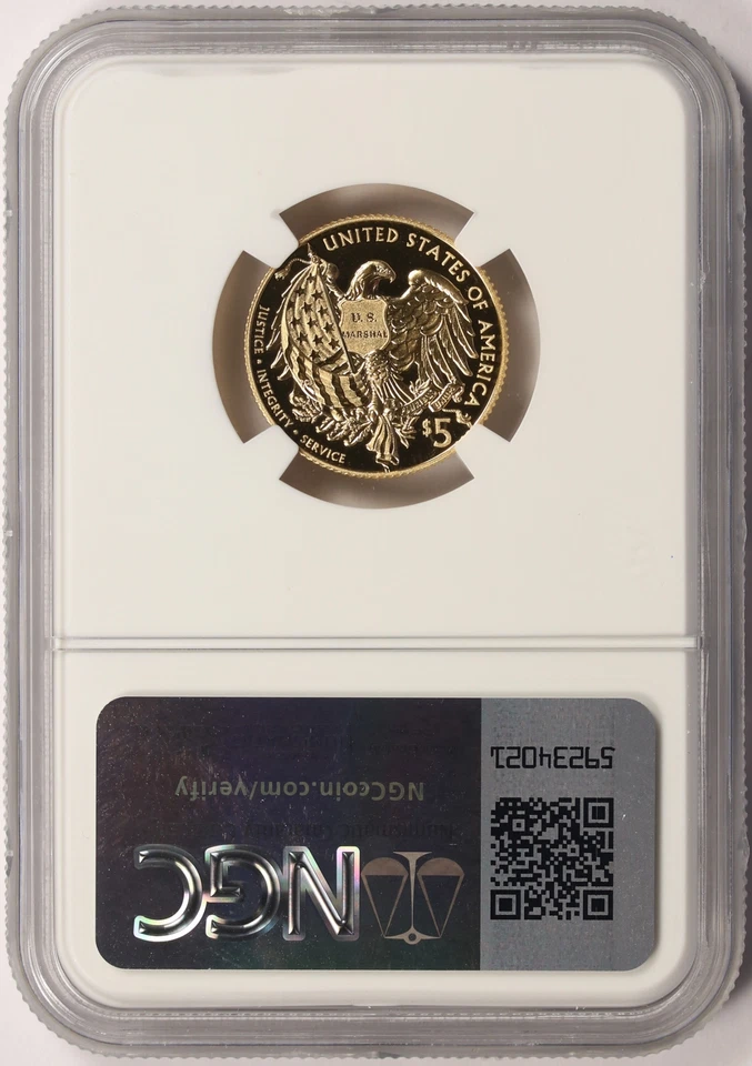 2015-W U.S. Marshals Service $5 Gold Commemorative NGC PF70UCAM - Image 2 of 4