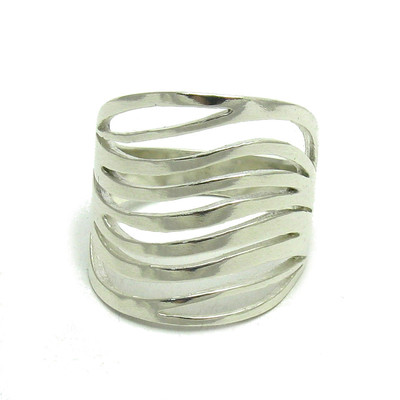 Stylish Sterling Silver Ring Wave Stamped Solid 925 Nickel Free Handmade