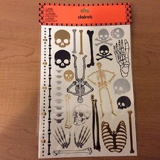 Claire's Metallic Skeleton Temporary Tattoos in Silver Gold  Black NEW