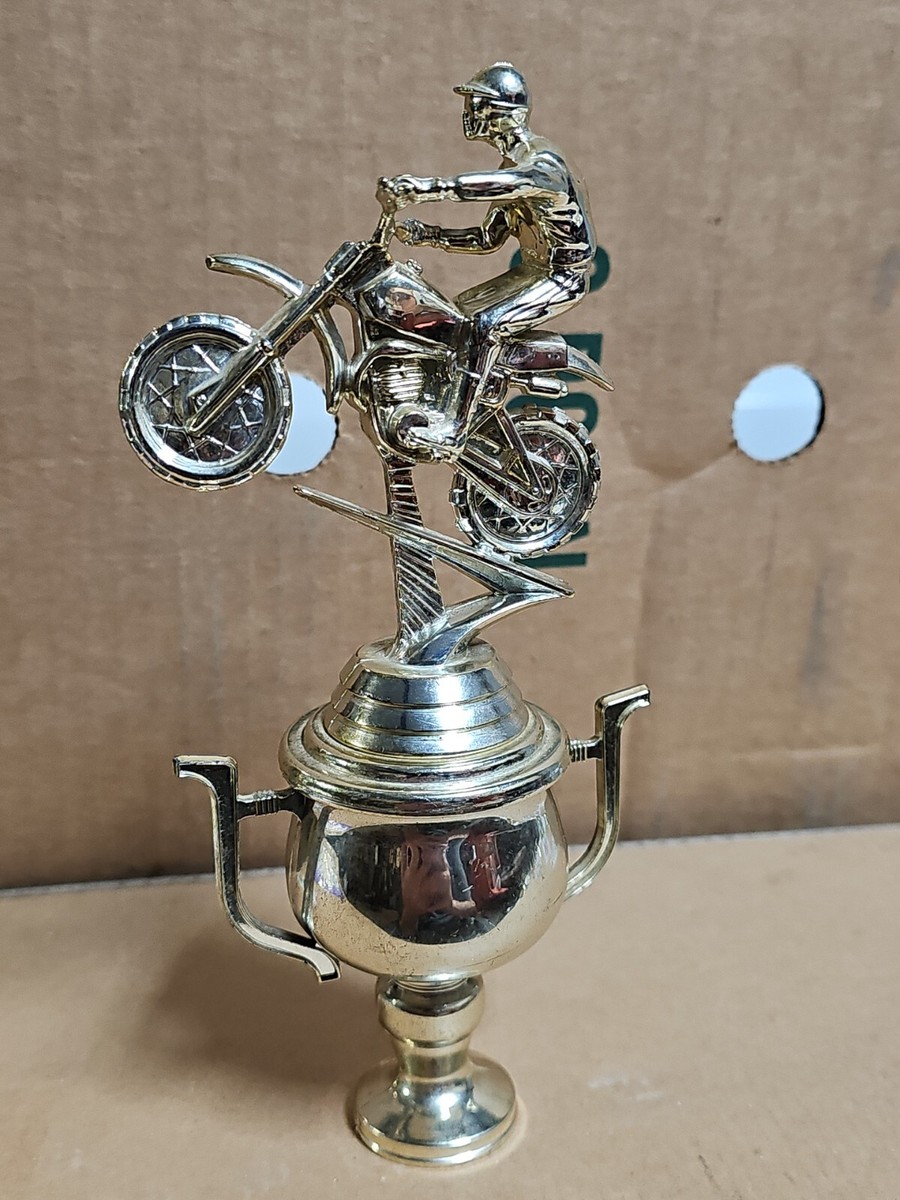 Vintage Motorcycle Trophy Topper Gold Tone Plastic 7.5