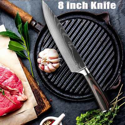 8 inch Kitchen Knife Damascus Pattern Stainless Steel Professional Chef Knife US