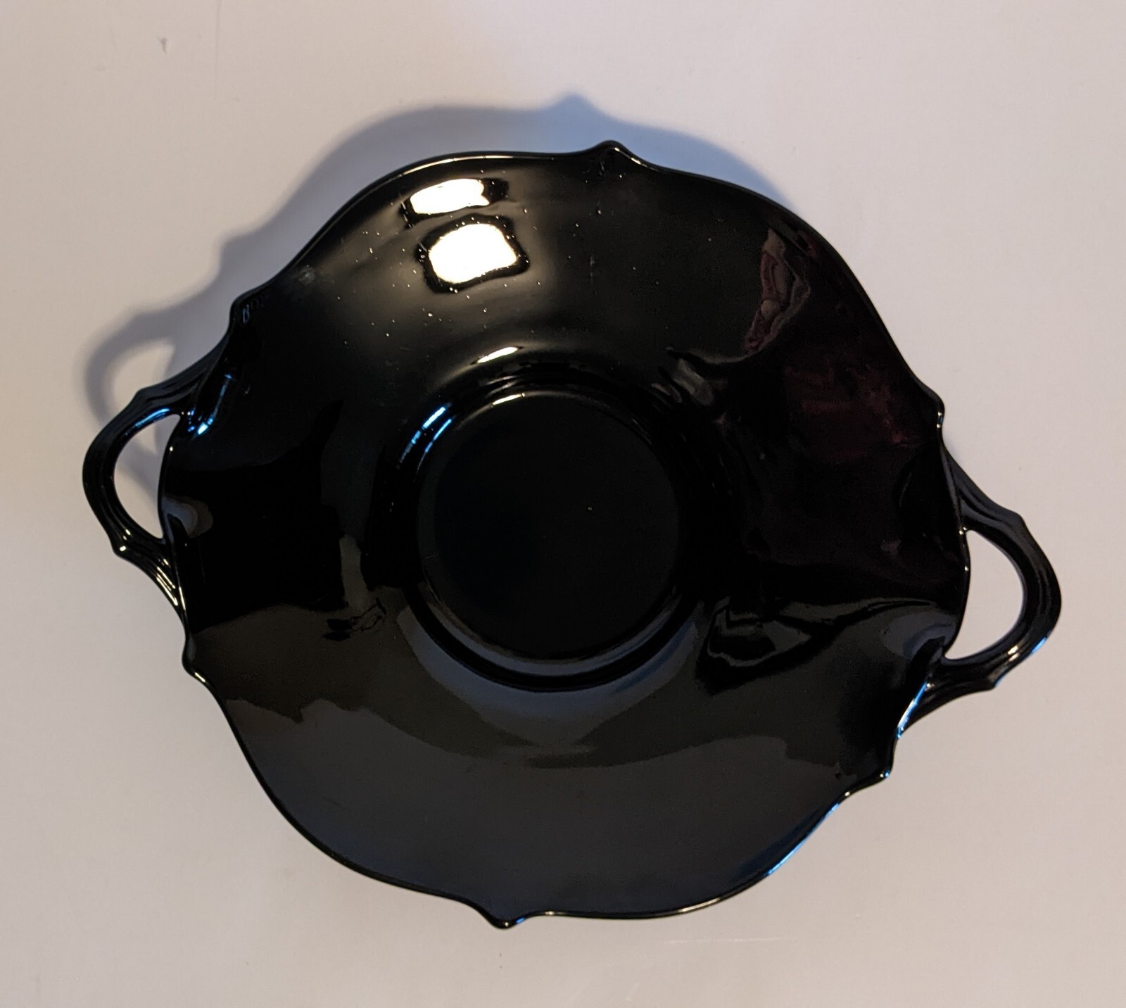 Vintage Black Opaque Glass Dish/Bowl With Handles 11x9x2.25" eBay
