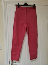 M&S Chino Womens Tapered Leg Trouser Red Peach Cropped Summer Size 8