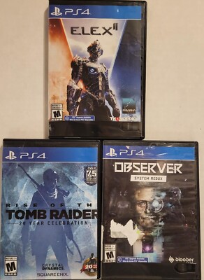 PS4 Gaming Sys Elex11, Observer System Redux & Rise Of The Tomb Raider (3 DVDs)