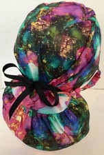 Medical Hat Ponytail Pouch Surgery Scrub Cap with Buttons adjustable mask Set