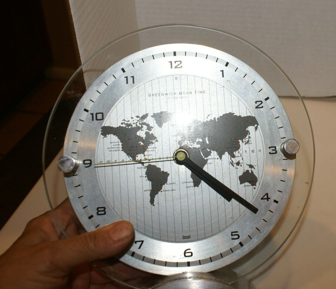 Brookstone World Time Analog Clock, Greenwich Mean Time- WORKS | eBay