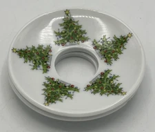 Christmas Tree Porcelain Bobeches Candle Wax Drip Catcher Collar Set of 2