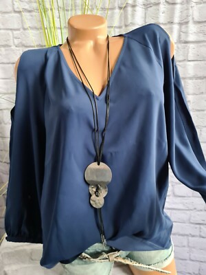 Comma Bluse Tunika Oberteil blau weich fallend 34 bis 44 (8827)