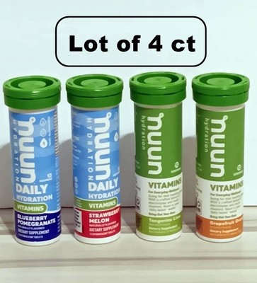 4 Pk Nuun Daily Hydration Vitamin Electrolyte Tablets-Mixed Flavor-New-Exp03/25+