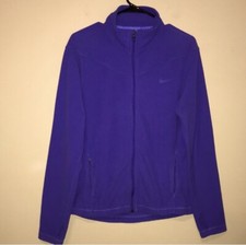 Nike FIT THERMA Women's Fleece Purple Thumbholes Zip-Up Jacket Sz L