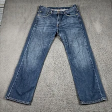 Levis 569 Mens Jeans 33x31* Relaxed Loose Blue Whiskers Cotton Dark Wash Denim