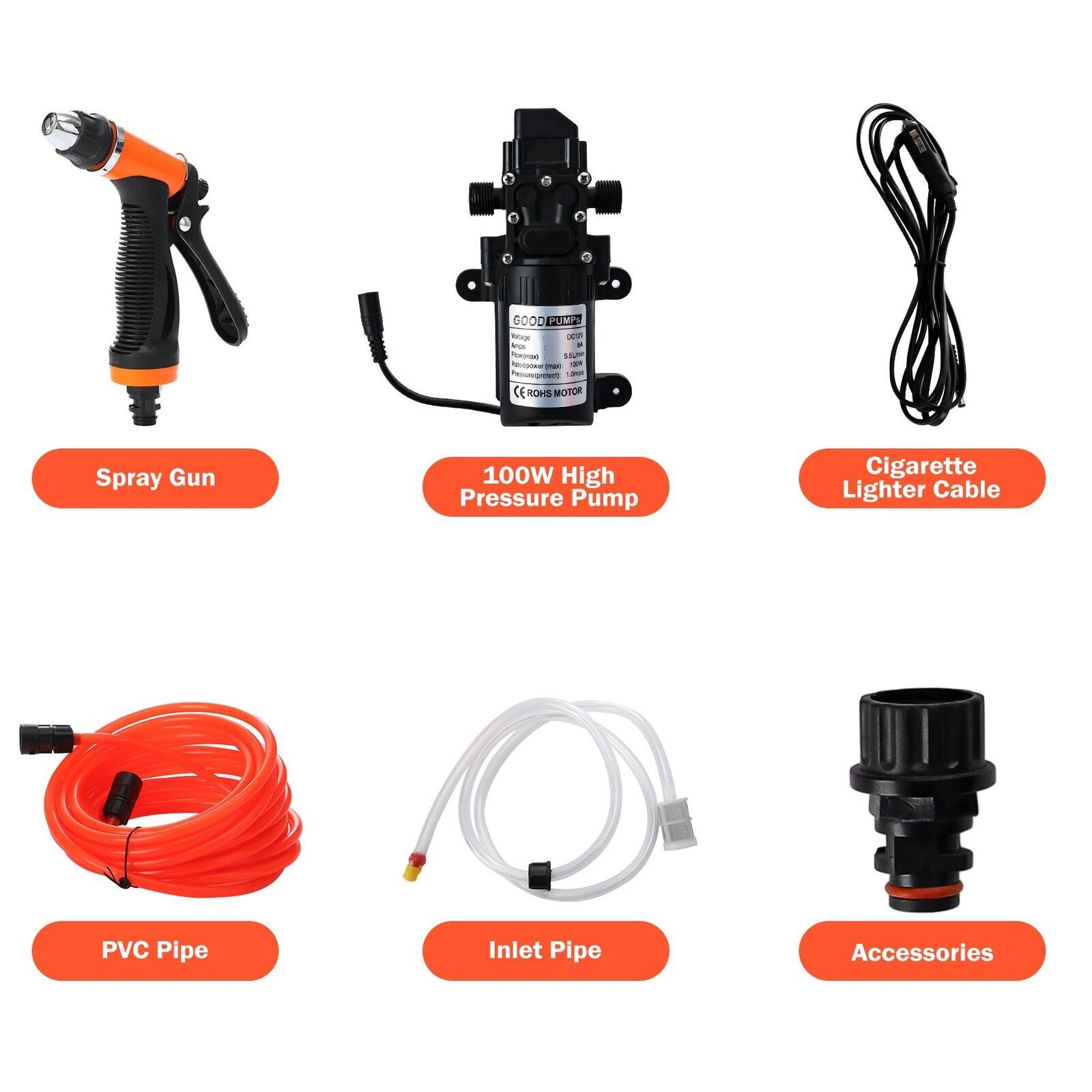 Car Pressure Washer Electric Gun Portable 12V High Power Cleaner With Water Pump