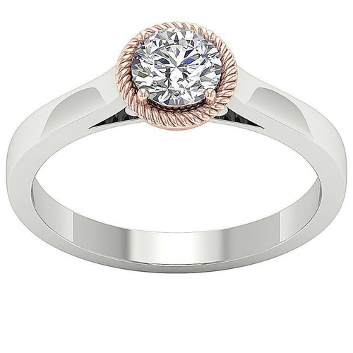 Solitaire Diamond Engagement Ring Round Cut I1 H 0.85 Carat 14K Two-Tone Gold - 第 1/6 張圖片