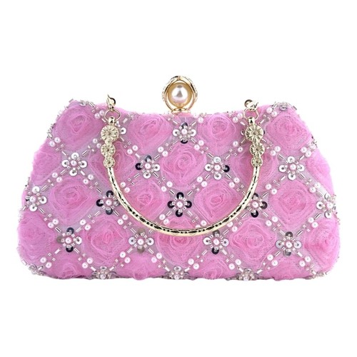 Women Bag Sequins Clutch Bag Beads Evening Handbag Trend Clutch Purse for Prom - Picture 5 of 12