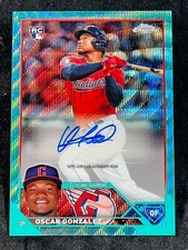 2023 Topps Chrome AQUA WAVE REFRACTOR ROOKIE AUTO Oscar Gonzalez 161/199