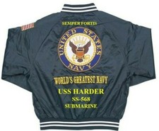 USS HARDER SS-568 SUBMARINE EMBROIDERED SATIN JACKET (BACK ONLY)