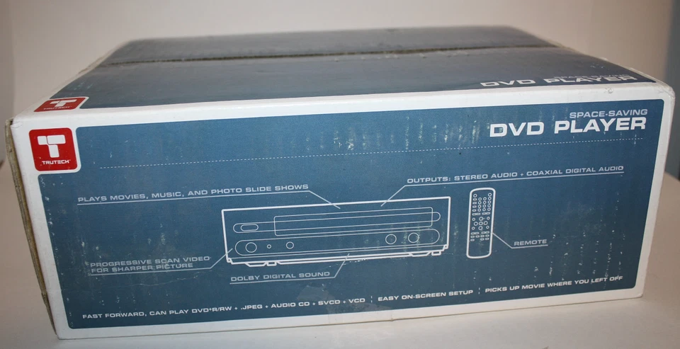 TruTech Space-Saving DVD Player NEW NIB W Remote Music Movies Slide - Image 3 of 3