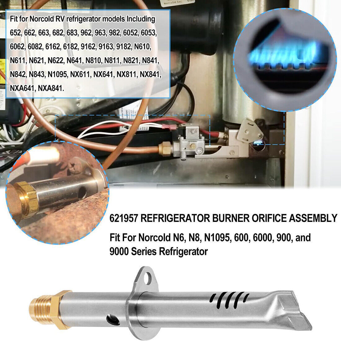 621957 Refrigerator Burner Orifice Assembly Parts For Norcold N6 N8 Series RV 