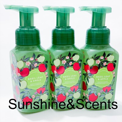 3-Pack Bath & Body Works BASIL LEAF & APPLE Gentle Foaming Hand Soap 8.75oz NEW