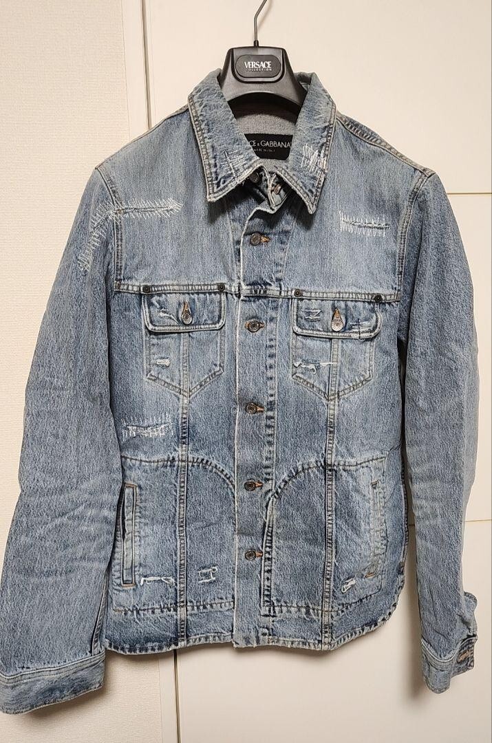 DOLCE & GABBANA denim Jacket Coat Size 52 mens light blue cotton Italy MADE USED