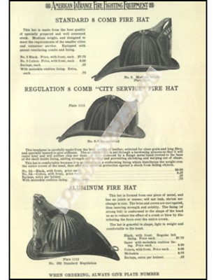 American LaFrance Fire Helmet VTG Photograph Ad Reproduction Print 8.5x11''