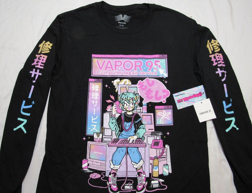 NEU Vapor 95 Langarm Computer Repair Anime Style Damen Shirt Gr. S/M - Bild 5 von 10
