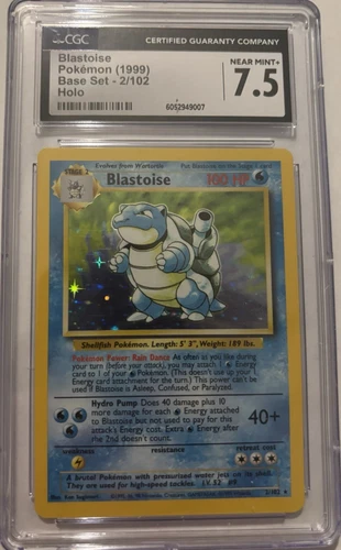 1999 Pokemon Blastoise Holo Base Set CGC 7.5 Near Mint +