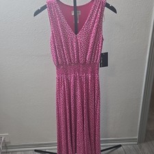 En Focus Studio Pink Polka Dot Sleeveless V-Neck Wide-Leg Smocked Jumpsuit 4