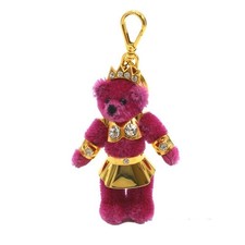 Prada Purple Bear Gold Dress Bag Charm Key Ring Keychain W/Box Pouch U5