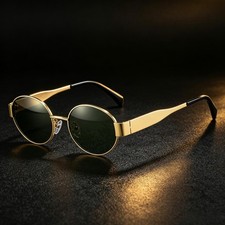 New Arrival Metal Oval Sunglasses, Trendy Face Slimming UV Protection Shades