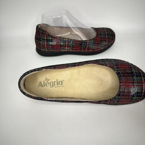 Alegria Petal Tartan Red Plaid Pattern Ballet Women 6.5 US Slip On - Picture 3 of 10