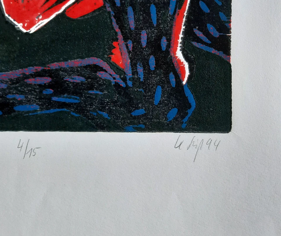 KLAUS SÜß - Scham II (4/ 15). Handsignierter Farbholzschnitt. Sehr selten! - Bild 3 von 4