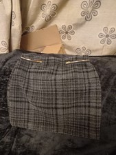 ASOS Grey & Black Check Tartan Mini Skirt - Size UK 14 - NEW UNWORN