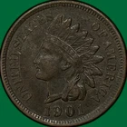 1901 Indian Head Cent Choice Extremely Fine XF+ Coin, Corrosion #39561