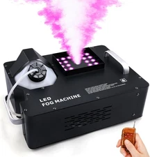 TCFUNDY 1500W Fog Machine for Halloween, DMX RGB 3 24LED, Vertical Spray, 