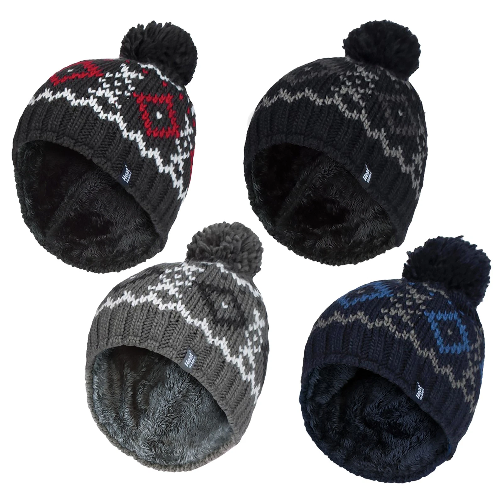 Heat Holders Men's Beanie Hat with Pom Pom, Winter Warm Fleece Lined Cap